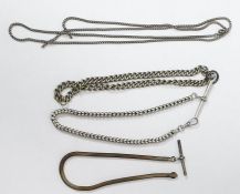 Quantity silver albert chains, other chain necklaces, bracelets and other jewellery items (1 box)