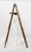 Six-rung vintage stepladder (showing signs of use), platform height 1m 50cm