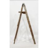 Six-rung vintage stepladder (showing signs of use), platform height 1m 50cm