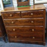 19th century mahogany chest of drawers , rectangular top with rounded corners to the front with