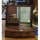 19th century mahogany dressing table swing mirror, the square mirror with reeded supports, on