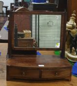 19th century mahogany dressing table swing mirror, the square mirror with reeded supports, on