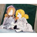20th Century School Watercolour Study of Rag dolls, unsigned 27.5 x 35 cm