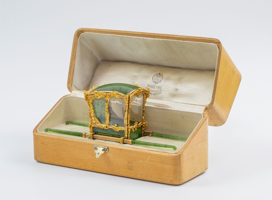 Please note:-  Fabergé nephrite, rock crystal, mother-of-pearl and vari-colour gold miniature - Image 67 of 74