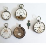 Silver open face pocket watches, various (4)