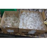 WITHDRAWN Two boxes of mixed glassware to include bonbon dishes, vases and various sizes of wine and