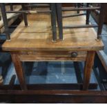 Rectangular pine table, square section tapering supports, 151.5 x 90 cms.