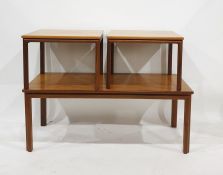 Twentieth century teak rectangular table  with two nesting tables under on chamfered supports