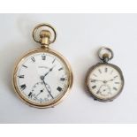 Gent's open-faced gold-plated pocket watch by Vertex, with subsidiary seconds hand dial, a British