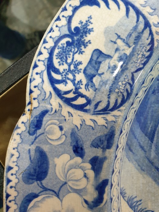 Staffordshire pottery blue and white transfer-printed oval serving dish printed with 'The Beemaster' - Image 2 of 6