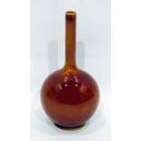 Late 19th century Burmantofts pottery orange glazed bottle vase, impressed 'BF' mark, shape number