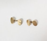 Pair of 18ct gold cufflinks of plain form, 7.5g