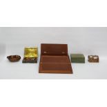 Quantity of wooden boxes, a writing slope, 33cm x 25cm x 6.3cm, two letter racks, a leather
