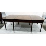 Georgian mahogany extending dining table, rectangular with rounded corners, having two ends and