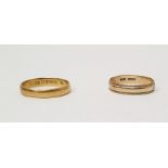 22ct gold wedding ring, 2.9g approx and 9ct gold wedding ring, 1.4g approx (2)