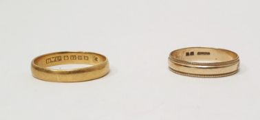 22ct gold wedding ring, 2.9g approx and 9ct gold wedding ring, 1.4g approx (2)