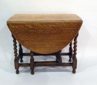 20th century oak gateleg dining table on barleytwist supports and stretchered base