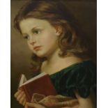 20th century school  Oil on canvas  Girl with book, unsigned, 53cm x 43cm