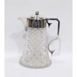 Victorian silver-mounted cut glass lemonade jug, the hinged cover enclosing glass and silver-mounted