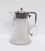 Victorian silver-mounted cut glass lemonade jug, the hinged cover enclosing glass and silver-mounted