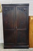 Twentieth century oak wardrobe raised on plinth base 14.5 x  201 cms