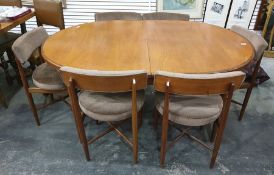 A G-plan teak D-end extending dining table and six chairs