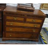 18th century North Country oak and mahogany cross-banded chest of drawers, the rectangular top