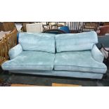 Modern sofa by Sofa.com in the manner of Howard and Sons of London in  turquoise upholstery,