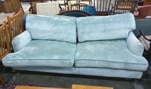 Modern sofa by Sofa.com in the manner of Howard and Sons of London in  turquoise upholstery,