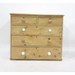 Pine chest of two short over three long drawers 95.5 x 83 cms