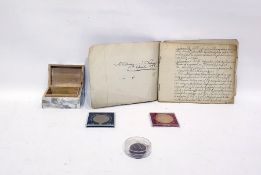 Small quantity of assorted pre-war silver coins, further coins and a diary from the late 19th