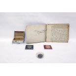 Small quantity of assorted pre-war silver coins, further coins and a diary from the late 19th