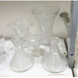 Various items of cut glass to include a pair of ship's decanters, 23.5cm and two stoppers and