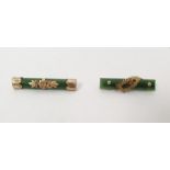 Two 9ct gold and jade New Zealand brooches,each initialled 'NZ' (2)