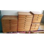 Early 1970's Heal furniture rosewood bedroom suite comprising chest of seven drawers, chest of six