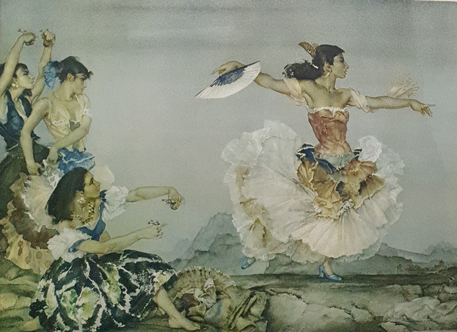 After Sir William Russell Flint  Colour print  Flamenco dancer, signed in pencil lower right - Image 2 of 2