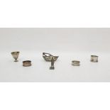 Silver-coloured small bonbon basket with swing handle, Sheffield plated eggcup, Chinese miniature