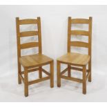 A set of six beech ladderback dining chairs
