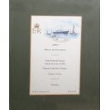 Set of six framed and glazed menus and other ephemera from HMY  Britannia(6)