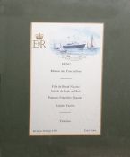 Set of six framed and glazed menus and other ephemera from HMY  Britannia(6)