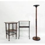 Mahogany aspidistra stand, turned column on circular base together with two side tables