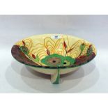 Clarice Cliff Bizarre Newport Pottery Cabbage Flower pattern fluted bowl, circa 1930, printed