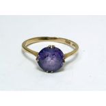 9ct gold ring set blue and purple cut circular stone  Condition ReportThe ring is size N/O There are