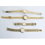 Collection of lady's gold-plated wristwatches, three by Rotary and a further by Seiko, all with