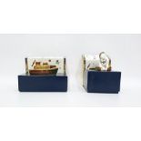 Two Royal Crown Derby "Treasures of Childhood" paperweights, comprising a model of a tug boat,