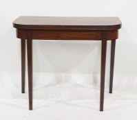 19th century mahogany D-shaped tea table on square section tapering supports  Condition ReportThe