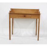 Pine washstand, three quarter gallery over single drawer, square section supports
