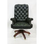 Twentieth century green leatherette office swivel chair