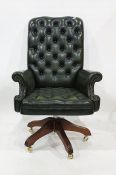 Twentieth century green leatherette office swivel chair