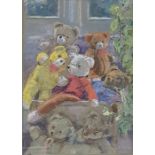 Una Warren (20th Century) Pastel Study of Bears, signed lower right 39 x 27 cm